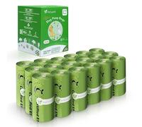 Sacs à déjections canines 100% compostables - 270 sacs, 18 rouleaux, sacs à déjections biodégradables en fécule de maïs, certifiés ASTM D6400 et EN13432, non parfumés (vert)