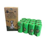 Sacs à déjections canines compostables Eco Green Living, sans plastique et étanches, rouleaux de sacs à déjections canines anti-odeurs - Lot de trois (180 sacs)