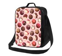 Sacs à déjeuner isothermes pour homme et femme - Boîte à déjeuner délicate avec imprimé boules de chocolat pour homme et femme, sac isotherme doux, petit sac fourre-tout avec bandoulière réglable