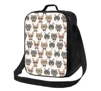 Sacs à déjeuner isothermes pour homme et femme - Boîte à déjeuner isotherme avec motif chat mignon de Cornouailles Rex pour homme et femme - Petit sac fourre-tout avec bandoulière réglable