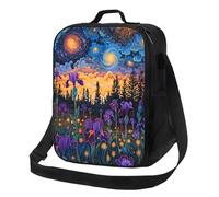 Sacs à déjeuner isothermes pour homme et femme - Boîte à déjeuner légère avec sangle réglable Motif iris cosmiques au crépuscule