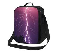 Sacs à déjeuner isothermes pour homme et femme - Boîte à déjeuner légère avec sangle réglable - Motif orage violet violet