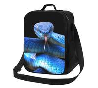 Sacs à déjeuner isothermes pour homme et femme - Boîte à déjeuner légère et isotherme avec sangle réglable - Motif serpent vipère bleu