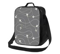 Sacs à déjeuner isothermes pour homme et femme - Boîte à déjeuner pour adulte - Motif itinéraires d'avion autour du monde - Sac isotherme doux - Petit sac fourre-tout avec bandoulière réglable