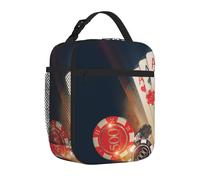 Sacs à déjeuner isothermes pour homme et femme - Boîte à déjeuner réutilisable avec jetons de poker de casino, sac fourre-tout pour adulte pour bureau, pique-nique
