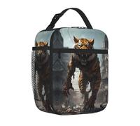Sacs à déjeuner isothermes pour homme et femme - Boîte à déjeuner réutilisable motif guerrier des ruines, tigre et guerrier pour adulte pour le bureau et le pique-nique