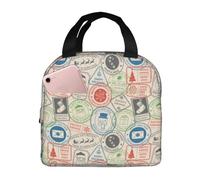 Sacs à déjeuner isothermes pour homme et femme - Motif de cachet de la poste de Noël - Sac isotherme doux pour les voyages - Petite boîte à déjeuner imperméable pour adulte - Sac fourre-tout pour