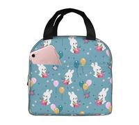 Sacs à déjeuner isothermes pour homme et femme - Motif dessin animé mignon lapin fleur fleur petite boîte à déjeuner pour homme et femme, sac isotherme doux et imperméable pour voyage, sac fourre-tout