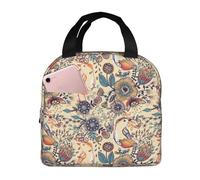 Sacs à déjeuner isothermes pour homme et femme - Motif oiseaux et fleurs fantastiques - Sac isotherme doux pour les voyages, étanche - Petite boîte à déjeuner pour adulte - Sac fourre-tout pour homme