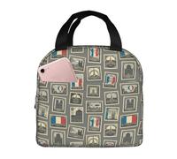 Sacs à déjeuner isothermes pour homme et femme - Motif timbre de France - Sac isotherme doux pour les voyages, imperméable - Petite boîte à déjeuner pour adulte pour homme et femme - Sac fourre-tout