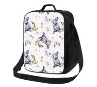 Sacs à déjeuner isothermes pour homme et femme - Petite boîte à déjeuner avec motif de lapin, papillon, fleur pour homme et femme, sac isotherme doux, sac fourre-tout avec bandoulière réglable