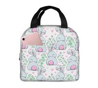 Sacs à déjeuner isothermes pour homme et femme - Petite boîte à déjeuner isotherme pour homme et femme - Motif dessin animé souriant et fleur de lapin mignon pour homme et femme - Sac isotherme pour