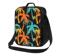 Sacs à déjeuner isothermes pour homme et femme - Petite boîte à déjeuner motif palmiers pour homme et femme - Sac fourre-tout doux isotherme pour adulte avec bandoulière réglable