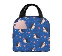 Sacs à déjeuner isothermes pour homme et femme - Sac isotherme doux pour voyage, petite boîte à déjeuner pour adulte - Motif dessin animé Happy Glasses Happy Glasses Cute Shark