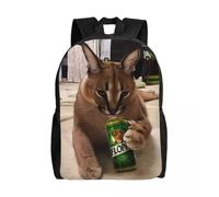 Sacs à dos Big Floppa Meme pour hommes, femmes, étudiants, cartable pour ordinateur portable 15 pouces, sacs amusants avec chat caracal Noir