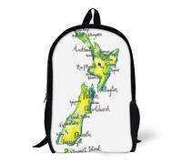 Sacs à dos Carte aquarelle de la Nouvelle-Zélande Sac d'école 17 pouces