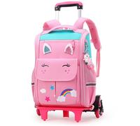 Sacs à Dos Chariot, Cartable à roulettes Enfant Sac d'école Primaire avec Chariot 6 Roues Multi-Poches Sac à Dos étanche pour Garçons Filles Aller à l'école détendu Voyage
