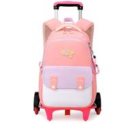 Sacs à Dos Chariot, Cartable à roulettes Enfant Sac d'école Primaire avec Chariot 6 Roues Multi-Poches Sac à Dos étanche pour Garçons Filles Aller à l'école détendu Voyage