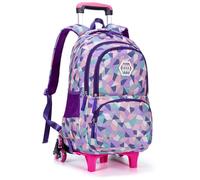 Sacs à Dos Chariot, Cartable à roulettes Enfant Sac d'école Primaire avec Chariot 6 Roues Multi-Poches Sac à Dos étanche pour Garçons Filles Aller à l'école détendu Voyage