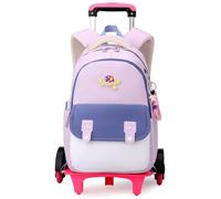 Sacs à Dos Chariot, Cartable à roulettes Enfant Sac d'école Primaire avec Chariot 6 Roues Multi-Poches Sac à Dos étanche pour Garçons Filles Aller à l'école détendu Voyage