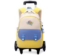 Sacs à Dos Chariot, Cartable à roulettes Enfant Sac d'école Primaire avec Chariot 6 Roues Multi-Poches Sac à Dos étanche pour Garçons Filles Aller à l'école détendu Voyage