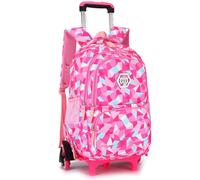 Sacs à Dos Chariot, Cartable à roulettes Enfant Sac d'école Primaire avec Chariot 6 Roues Multi-Poches Sac à Dos étanche pour Garçons Filles Aller à l'école détendu Voyage