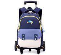 Sacs à Dos Chariot, Cartable à roulettes Enfant Sac d'école Primaire avec Chariot 6 Roues Multi-Poches Sac à Dos étanche pour Garçons Filles Aller à l'école détendu Voyage