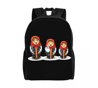 Sacs à dos de poupées russes traditionnelles Matriochka, imprimés en 3D, pour l'école, les voyages, les voyages, les livres, pour ordinateur portable de 15 pouces Noir