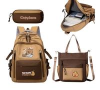 Sacs à dos d'école Capybara | Sac Livres pour Filles avec Trousse et Sac à Bandoulière | Grande Esthétique Mignon pour École Garçons Filles Quotidien, Rabat du livre, riferimento alla descrizione