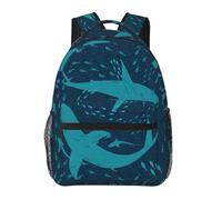 Sacs À Dos Deux Requins Se Tournent Autour Sous L'Eau Sac À Dos Ordinateur Portable Quotidienne Polyvalent Cartable, Pour Activités, Voyages, Randonnée