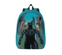 Sacs à dos en toile personnalises avec impression 3D de Black Panther Comic Wallpaper pour l'ecole, le collège, les voyages, les livres, les ordinateurs portables de 15 pouces Noir