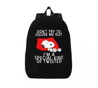 Sacs à dos en toile personnalises avec impression 3D, motif chien Snoopy, pour garcons et filles, pour l'ecole, les voyages, les livres, pour ordinateur portable de 15 pouces Noir