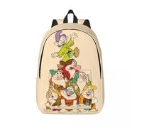 Sacs à dos en toile personnalises Blanche-Neige et les Sept Nains pour hommes, femmes, ecoliers, etudiants, cartable, compatible avec les ordinateurs portables de 15 pouces Noir