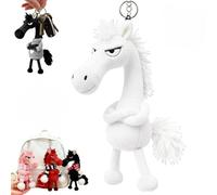 Sacs à dos et sacs à main pour femmes et filles breloques mignonnes en peluche sur le thème des chevaux combinaisons de couleurs parfaites mini breloques du zodiaque porte-clés (Blanc)