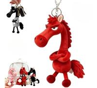 Sacs à dos et sacs à main pour femmes et filles breloques mignonnes en peluche sur le thème des chevaux combinaisons de couleurs parfaites mini breloques du zodiaque porte-clés (Rouge)