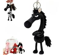 Sacs à dos et sacs à main pour femmes et filles breloques mignonnes en peluche sur le thème des chevaux combinaisons de couleurs parfaites mini breloques du zodiaque porte-clés (Noir)