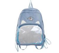 Sacs à dos Filles Oreilles de Chat Mignon Kawaii Pins Sac Fenêtre Transparente Dessin Animé Pin Display Sac à Dos Japonais Cosplay Sac à Dos pour École Fille, bleu, taille unique