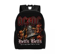Sacs à dos Hells Bells AC DC pour femmes et hommes, résistants à l'eau, style vintage rock, imprimés Noir