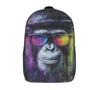 Sacs à dos imprimés en 3D avec des singes colorés, sacs à dos pour enfants, sacs à dos décontractés pour les activités de plein air, pour garçons, élèves du primaire et du collège, 43 cm (17 pouces).