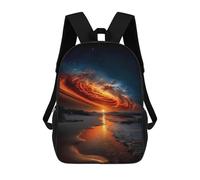 Sacs À Dos Imprimés En 3D Pour Enfants Celestial Firestorm at Sunset - Cosmic Galaxy Over Ocean : Sac À Dos Scolaire Mignon Pour Garçons, Idéal Pour Les Activités De Plein Air Et Les Sorties Au Collèg