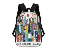 Sacs À Dos Imprimés En 3D Pour Enfants Colorful New York City Jazz Night Sacs À Dos Tendance Et Décontractés, Sacs De Voyage Mignons, Sacs À Dos Décontractés Pour Garçons Et Filles