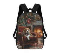 Sacs À Dos Imprimés En 3D Pour Enfants Dog in Christmas Sweater Beagle Waiting for Santa : Sac À Dos Scolaire Mignon Pour Garçons, Idéal Pour Les Activités De Plein Air Et Les Sorties Au Collège 17in