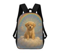 Sacs À Dos Imprimés En 3D Pour Enfants Golden Retriever Puppy on Cloud with Rainbow : Sac À Dos Scolaire Mignon Pour Garçons, Idéal Pour Les Activités De Plein Air Et Les Sorties Au Collège 17inch