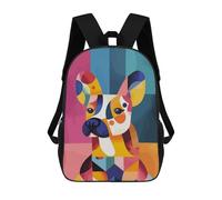 Sacs À Dos Imprimés En 3D Pour Enfants Original Abstract French Bulldog Dog Portrait : Sac À Dos Scolaire Mignon Pour Garçons, Idéal Pour Les Activités De Plein Air Et Les Sorties Au Collège 17inch