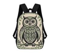 Sacs À Dos Imprimés En 3D Pour Enfants Stylized Owl Illustration with Floral Frame Sacs À Dos Tendance Et Décontractés, Sacs De Voyage Mignons, Sacs À Dos Décontractés Pour Garçons Et Filles