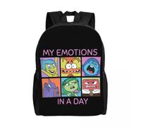 Sacs à dos personnalises «Inside Out Emotions In A Day» pour hommes, femmes, etudiants, cartable, compatible avec les ordinateurs portables de 15 pouces Noir