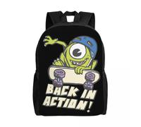 Sacs à dos personnalisés Monsters University Mike Wazowski de retour en action pour l'école, le collège, le voyage, le cartable, convient pour un ordinateur portable de 15 pouces Noir