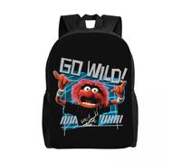 Sacs à dos personnalisés Muppets Animal Go Wild pour filles et garçons, sacs de voyage pour école, dessin animé, cartable pour ordinateur portable de 15 pouces Noir