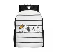 Sacs à dos personnalisés Snoopy & Woodstock Smile Giggle Laugh pour femmes hommes école collège dessin animé bande dessinée chien sac imprimé cartable Noir