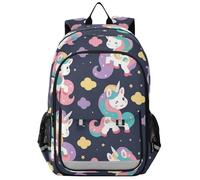 Sacs à dos pour enfants de 8 à 12 ans : sac à livres de grande capacité pour l'école secondaire dans des couleurs assorties - Licornes blanches mignonnes de dessin animé